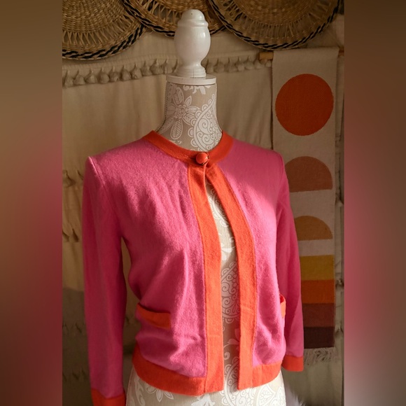 J. Crew Sweaters - J. Crew Pink Cashmere Sweater with Orange Accents